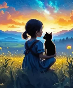 Girl Watching Sky Diamond Painting