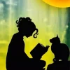 Girl With Cat Silhouette Art Diamond Painting