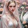 Girl With Swan Art Diamond Painting