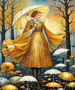 Girl With Umbrella Anime Diamond Painting