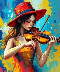 Girl With Violin Diamond Painting