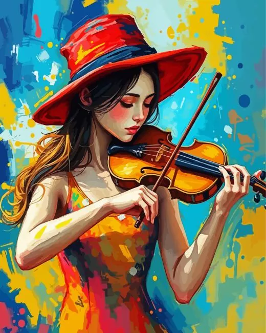 girl with violin Diamond By Numbers Girl With Violin Diamond Painting