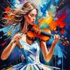 Girl With Violin Art Diamond Painting