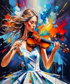 Girl With Violin Art Diamond Painting