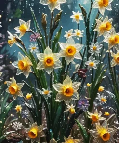 Glass Daffodil Flowers Diamond Painting