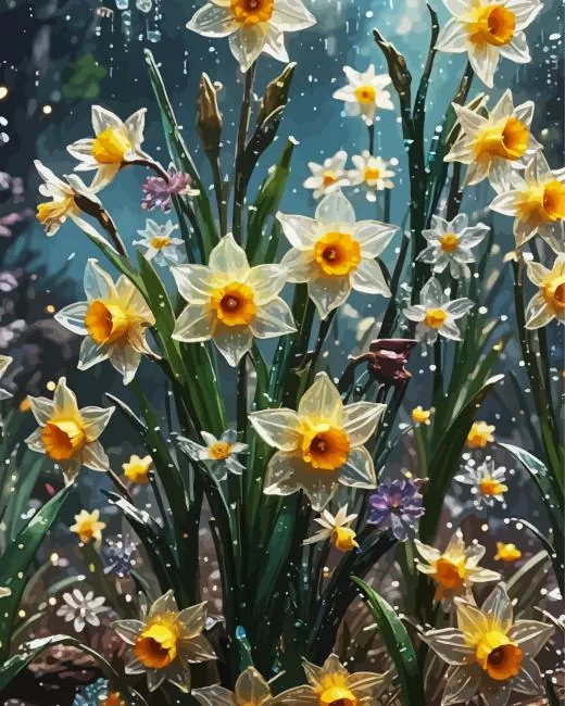 glass daffodil flowers Diamond By Numbers Glass Daffodil Flowers Diamond Painting