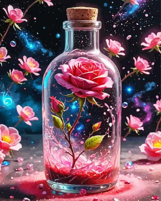 glass pink rose art Diamond By Numbers Glass Pink Rose Art Diamond Painting