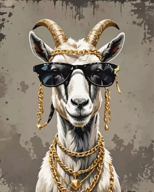 goat wearing sunglasses Diamond By Numbers Goat Wearing Sunglasses Diamond Painting