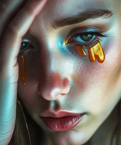 Gold Tears Woman Diamond Painting