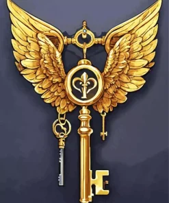 Golden Winged Key Diamond Painting