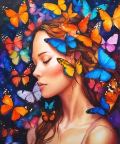 Lady With Butterflies Diamond Painting