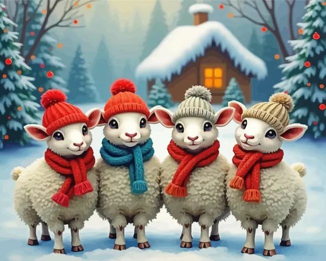 lambs in snow Diamond Paintings Lambs In Snow Diamond Painting