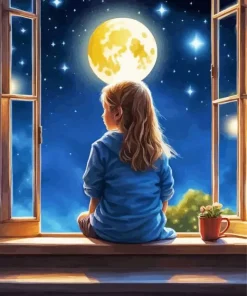 Little Girl In Window Diamond Painting