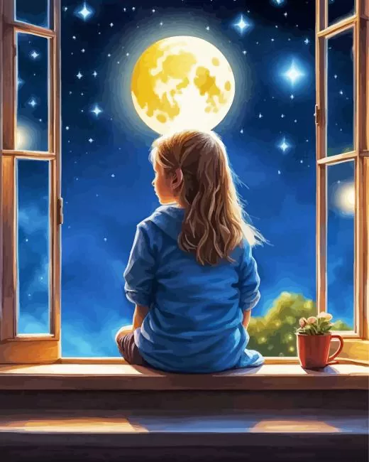 little girl in window Diamond Paintings Little Girl In Window Diamond Painting