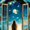 Lonely Girl Window Diamond Painting