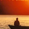 Man In Boat Silhouette Diamond Painting