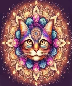 Mandala Cat Face Diamond Painting