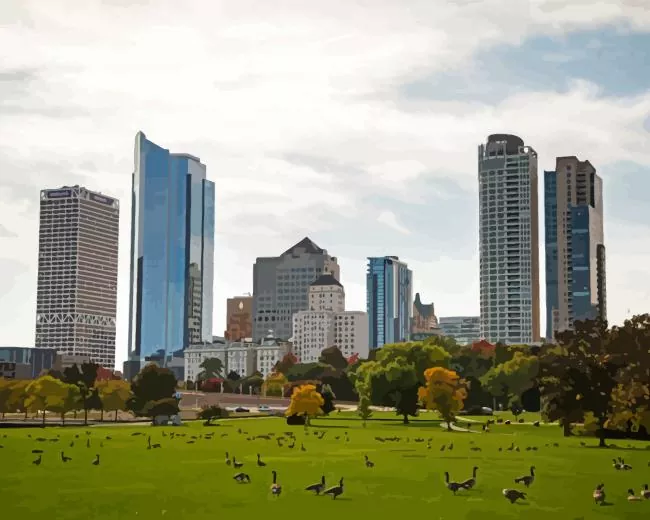 milwaukee city wisconsin painting by number Milwaukee City Wisconsin Diamond Painting