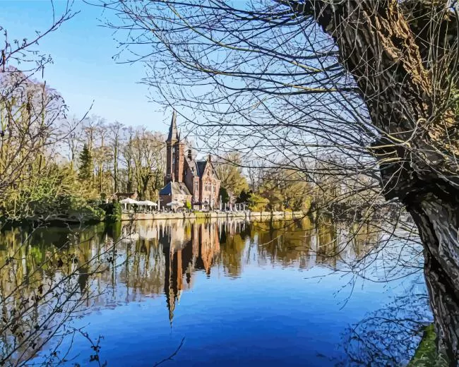 minnewater park belgium painting by numbers Minnewater Park Belgium Diamond Painting