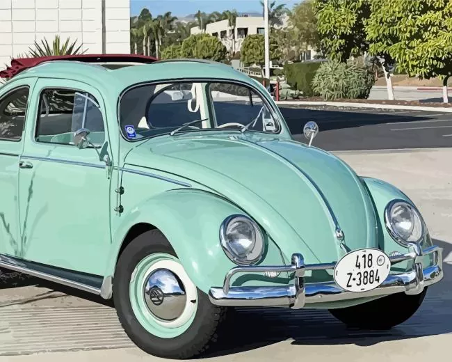 mint beetle car Diamond Paintings Mint Beetle Car Diamond Painting