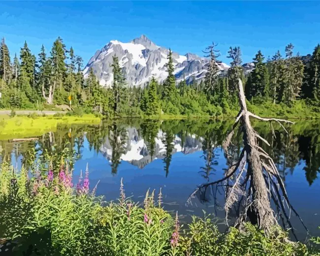mount baker lake Diamond Paintings Mount Baker Lake Diamond Painting