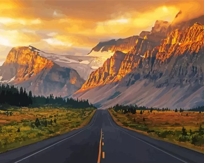 mountain road landscape Diamond Paintings Mountain Road Landscape Diamond Painting