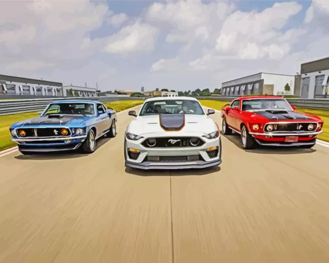 mustang red white and blue Diamond by Numbers Mustang Red White And Blue Diamond Painting