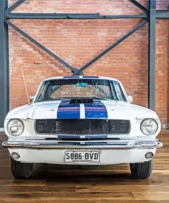 Mustang White And Blue Diamond Painting