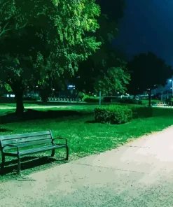 Night Park Bench Diamond Painting