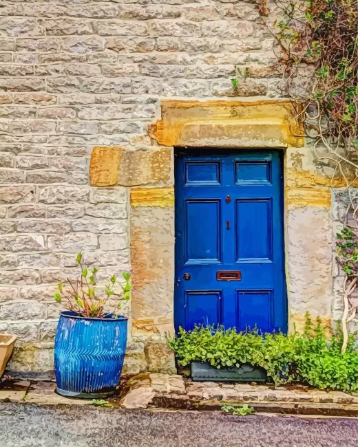 old blue door Diamond By Numbers Old Blue Door Diamond Painting