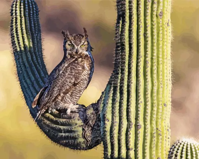 owl on cactus Diamond Paintings Owl On Cactus Diamond Painting