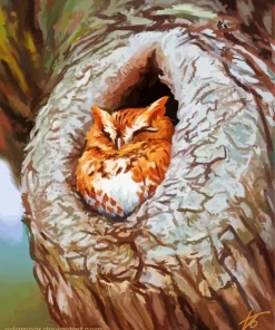 Owl Tree Hole Diamond Painting