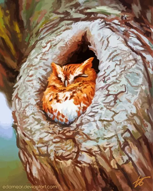 owl tree hole Diamond Paintings Owl Tree Hole Diamond Painting