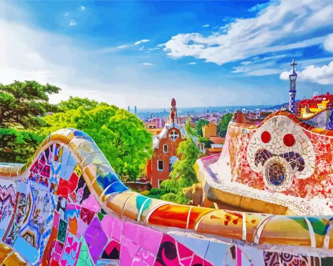 park guell spain Diamond Paintings Park Guell Spain Diamond Painting