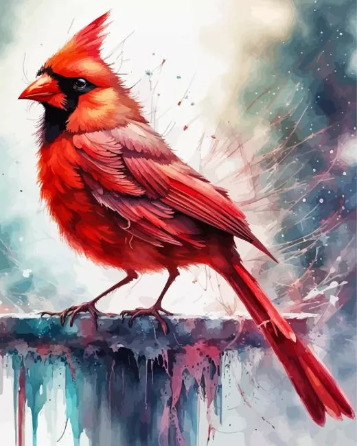 red cardinal in snow art Diamond Paintings Red Cardinal In Snow Art Diamond Painting