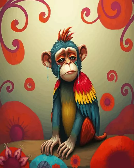 sad monkey crying Diamond Dotz Sad Monkey Crying Diamond Painting