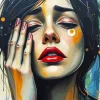 Sad Woman Portrait Art Diamond Painting