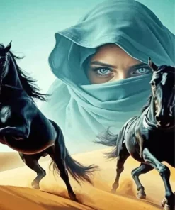 Sahara Girl And Horses Diamond Painting