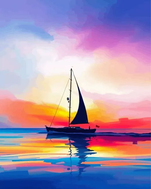 sailboat at sunset silhouette Diamond Paintings Sailboat At Sunset Silhouette Diamond Painting