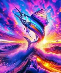 Sailfish Jumping Art Diamond Painting