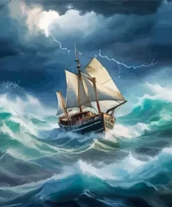 Sailing Ship In A Storm Art Diamond Painting