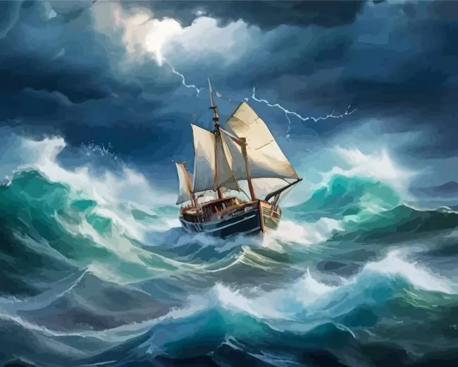 sailing ship in a storm art Diamond Paintings Sailing Ship In A Storm Art Diamond Painting