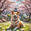 Sakura Dog Art Diamond Painting