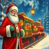 Santa Christmas Train Art Diamond Painting