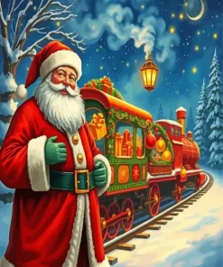 Santa Christmas Train Art Diamond Painting