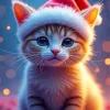 Santa Hat Cat Diamond Painting