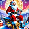 Santa On The Roof Diamond Painting