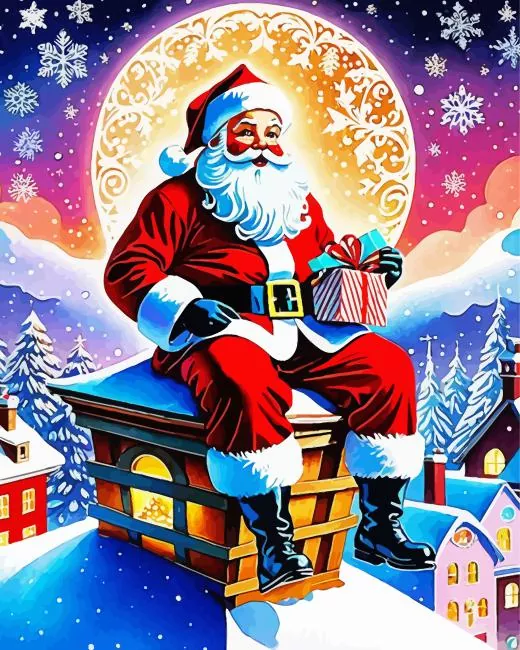 santa on the roof Diamond Paintings Santa On The Roof Diamond Painting