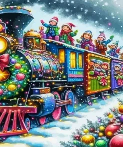 Santa Train Art Diamond Painting