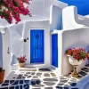Santorini Blue Door Art Diamond Painting